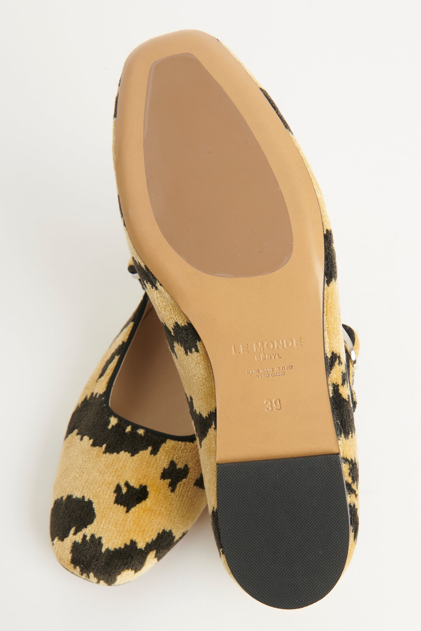 Beige Velvet Preowned Tiger Bevilacqua Velvet Ballet Flats