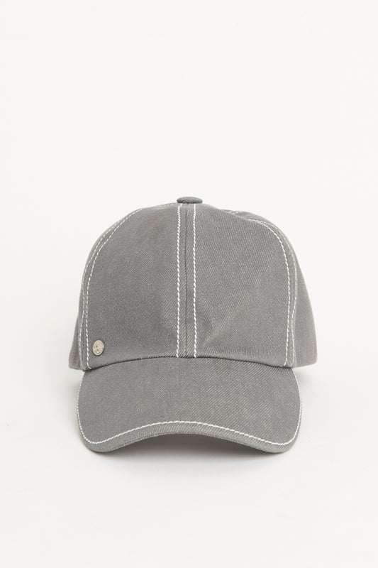 Grey Denim Cotton Preowned Sellier Baseball Cap