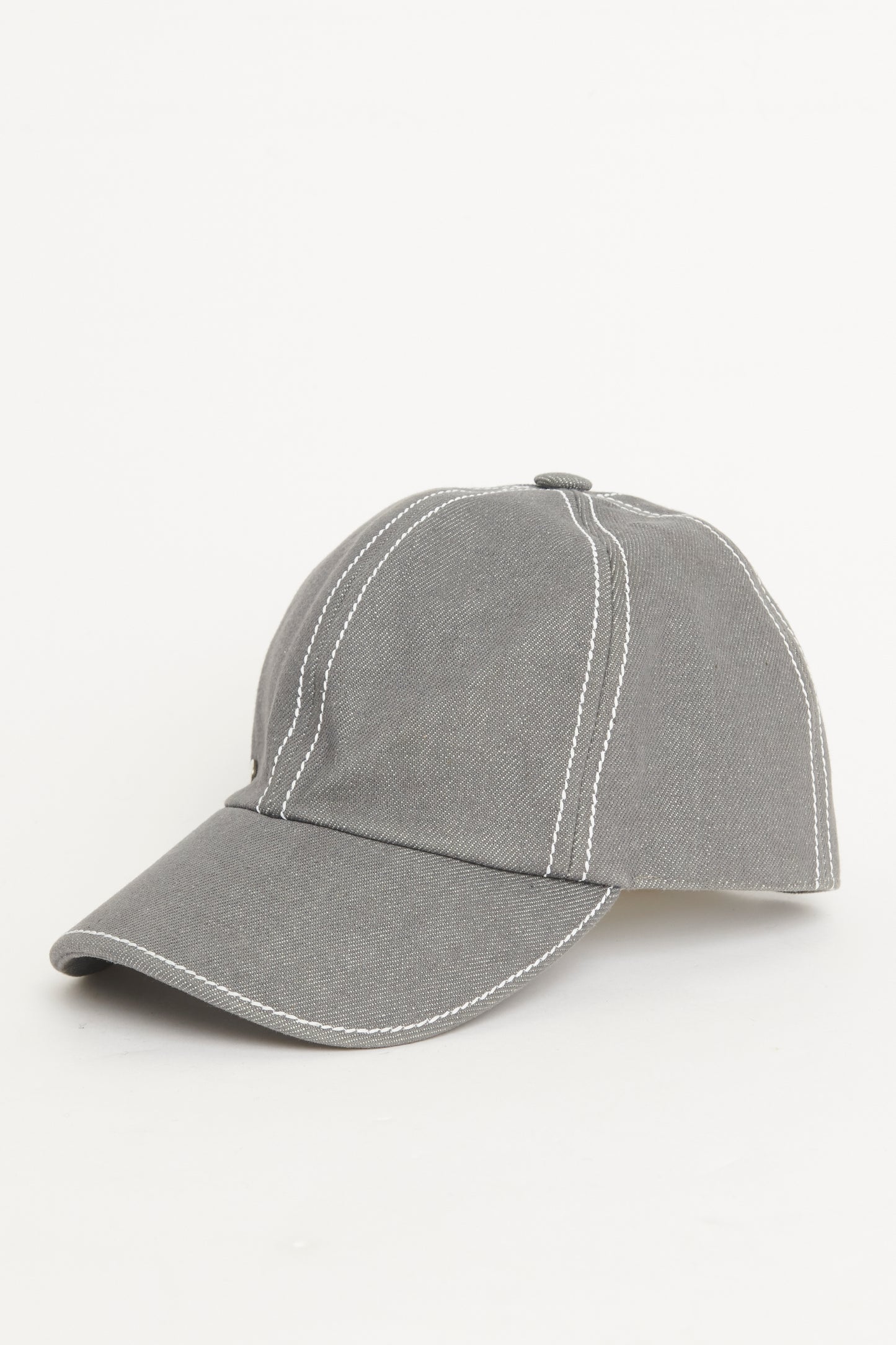 Grey Denim Cotton Preowned Sellier Baseball Cap