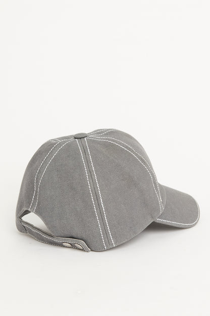 Grey Denim Cotton Preowned Sellier Baseball Cap