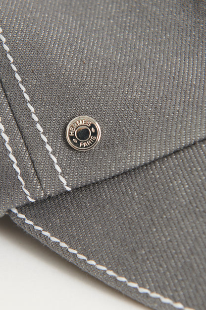 Grey Denim Cotton Preowned Sellier Baseball Cap