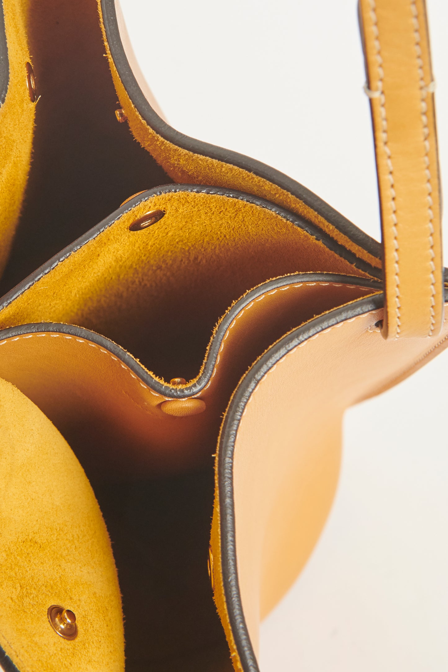 2015 Mustard Leather Pinched Preowned Bucket Bag