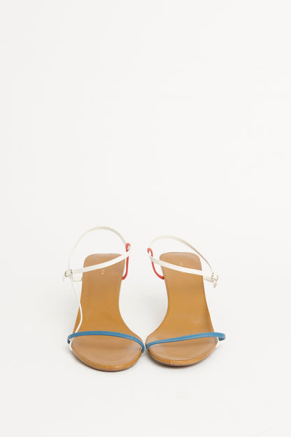 Tan Tri-colour Kid Leather Bare Preowned Sandals