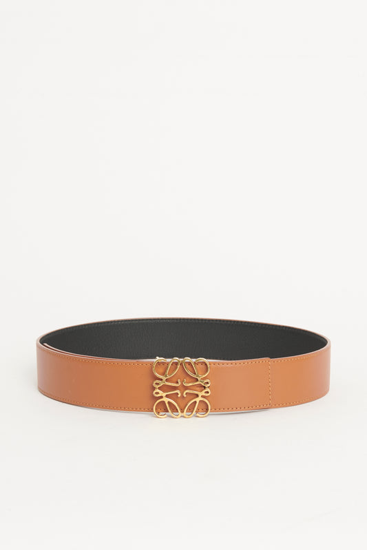 Tan Reversible Anagram Logo Preowned Belt