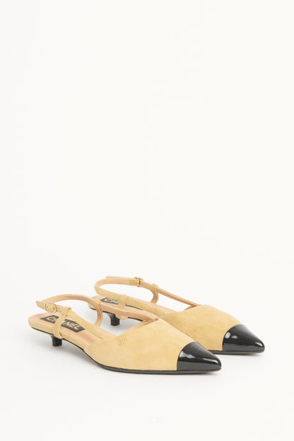 2022 Beige Suede Preowned Slingback Pumps