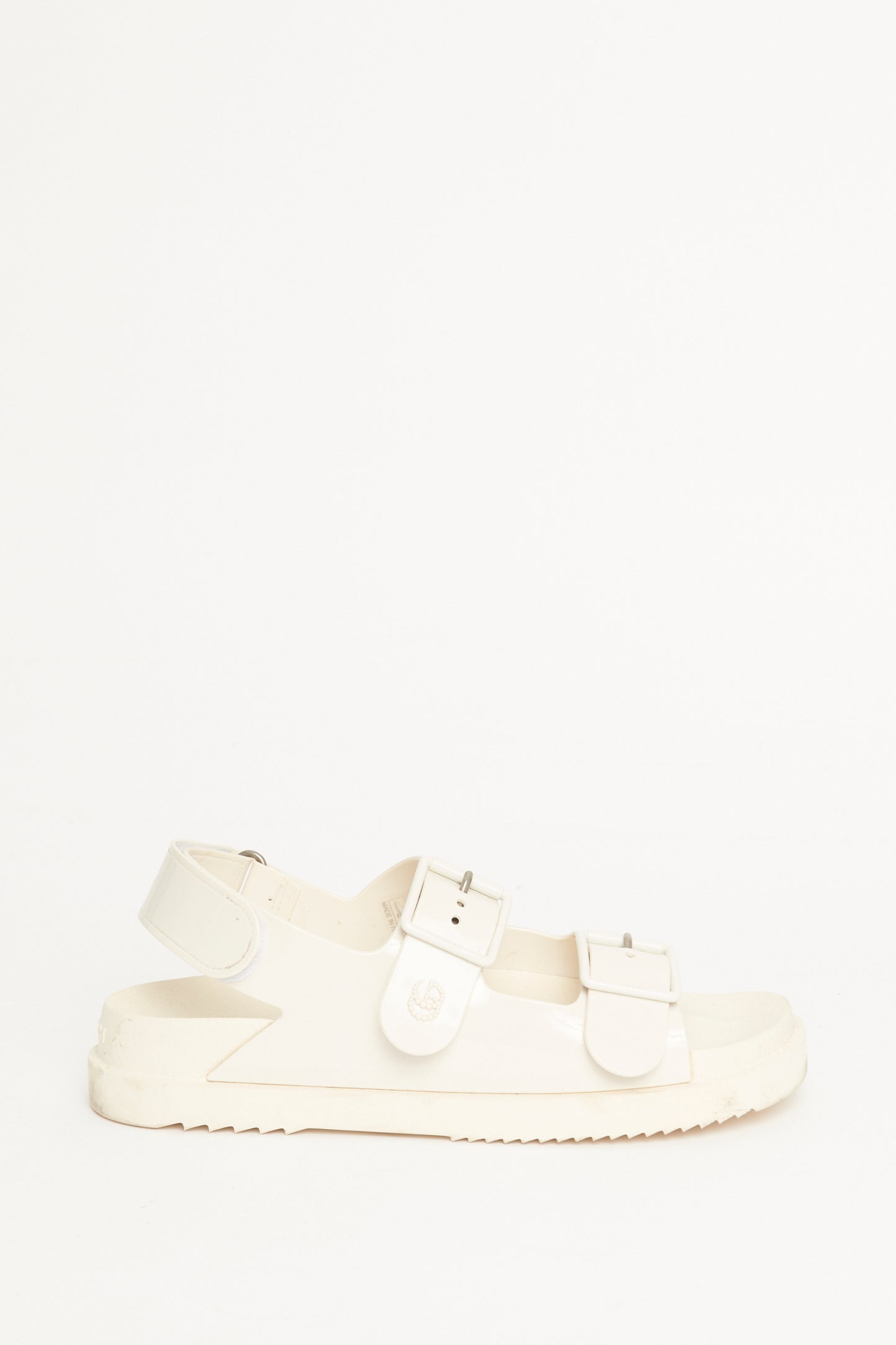 2022 White Rubber Double Buckle Isla Preowned Sandals