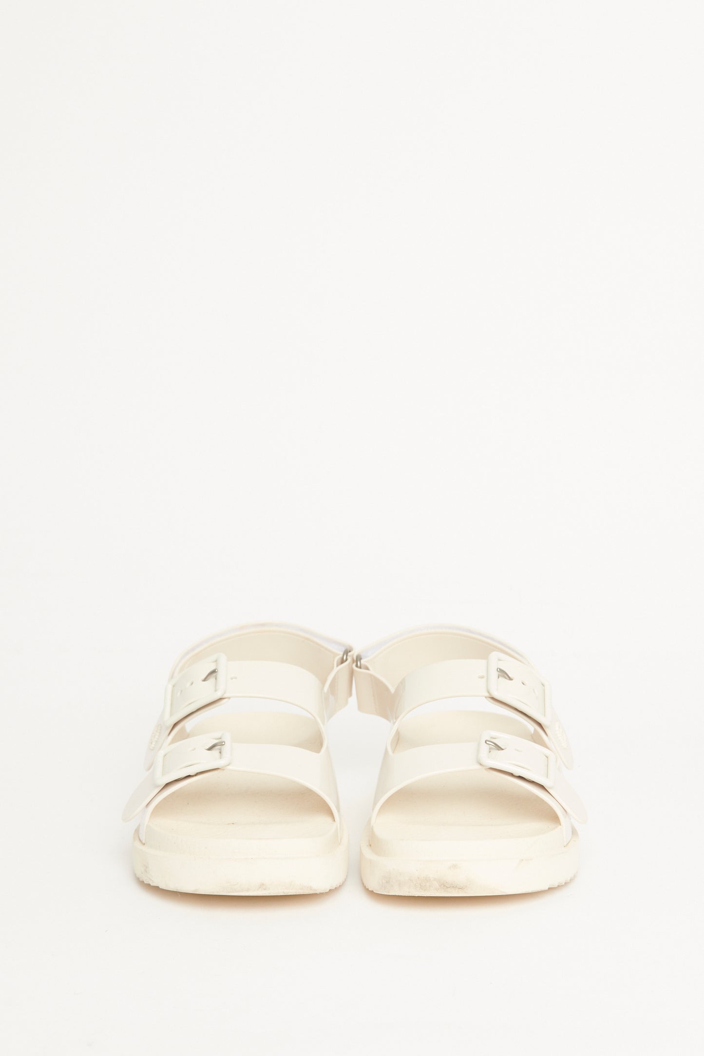 2022 White Rubber Double Buckle Isla Preowned Sandals