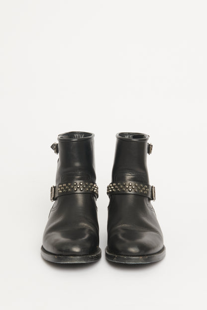 Leather Studded Accents Preowned Moto Boots