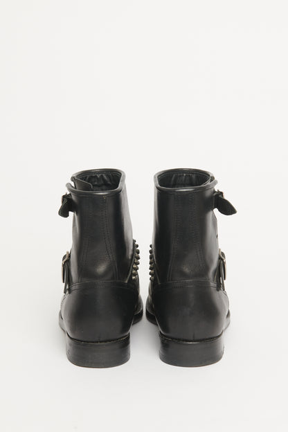 Leather Studded Accents Preowned Moto Boots