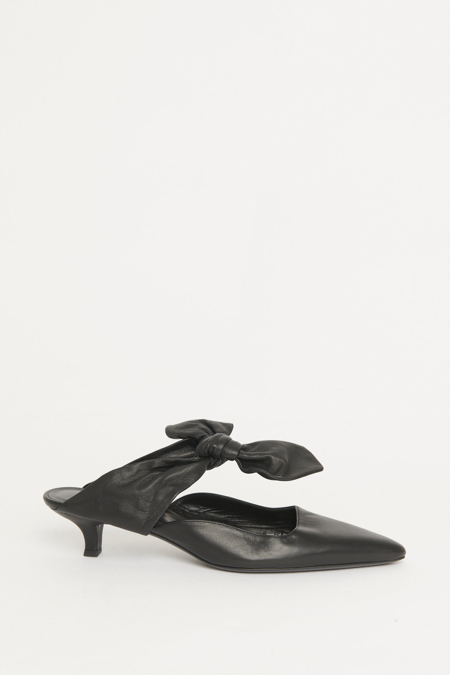 Black Leather Coco Preowned Slip-On Mules