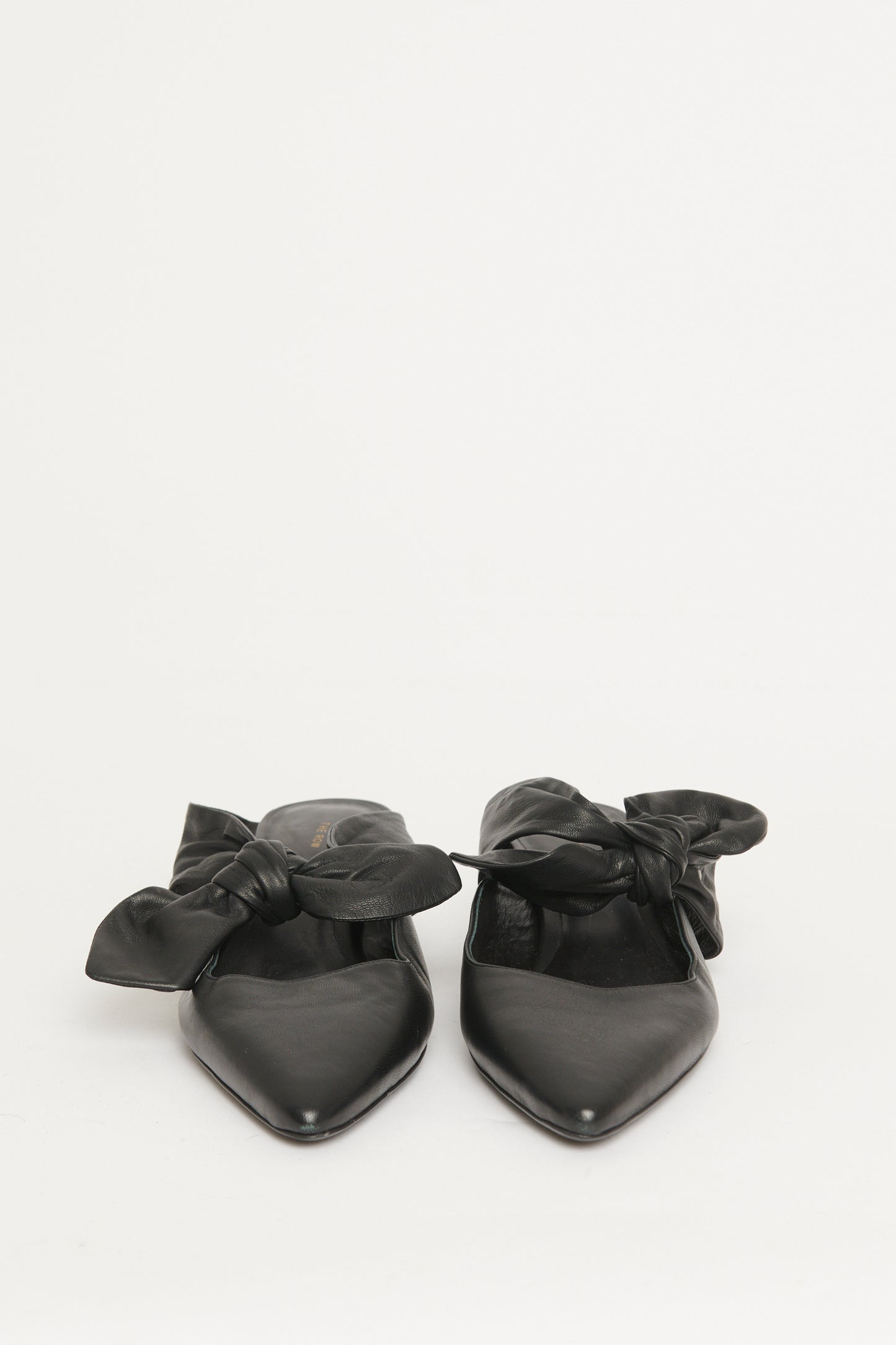 Black Leather Coco Preowned Slip-On Mules