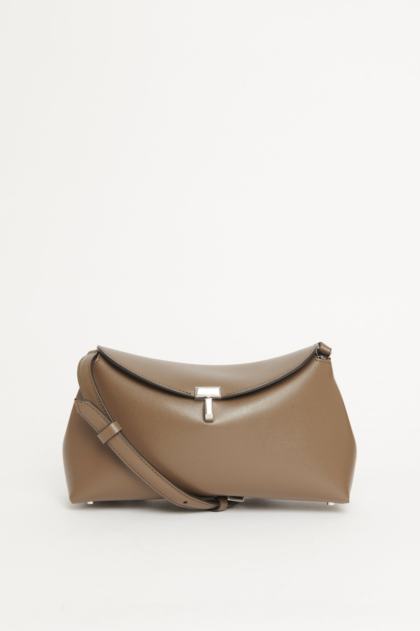 Taupe Leather Preowned T-Lock Crossbody Bag