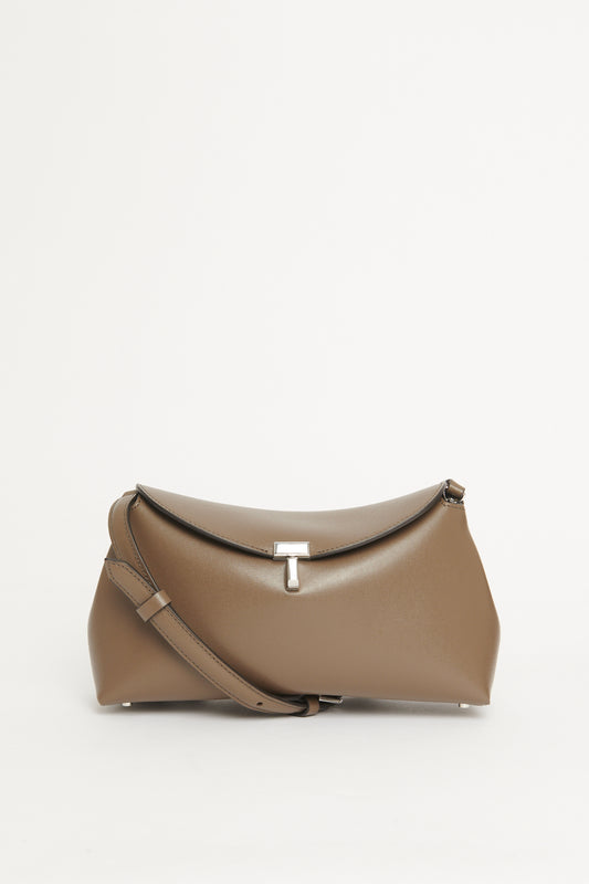 Taupe Leather Preowned T-Lock Crossbody Bag