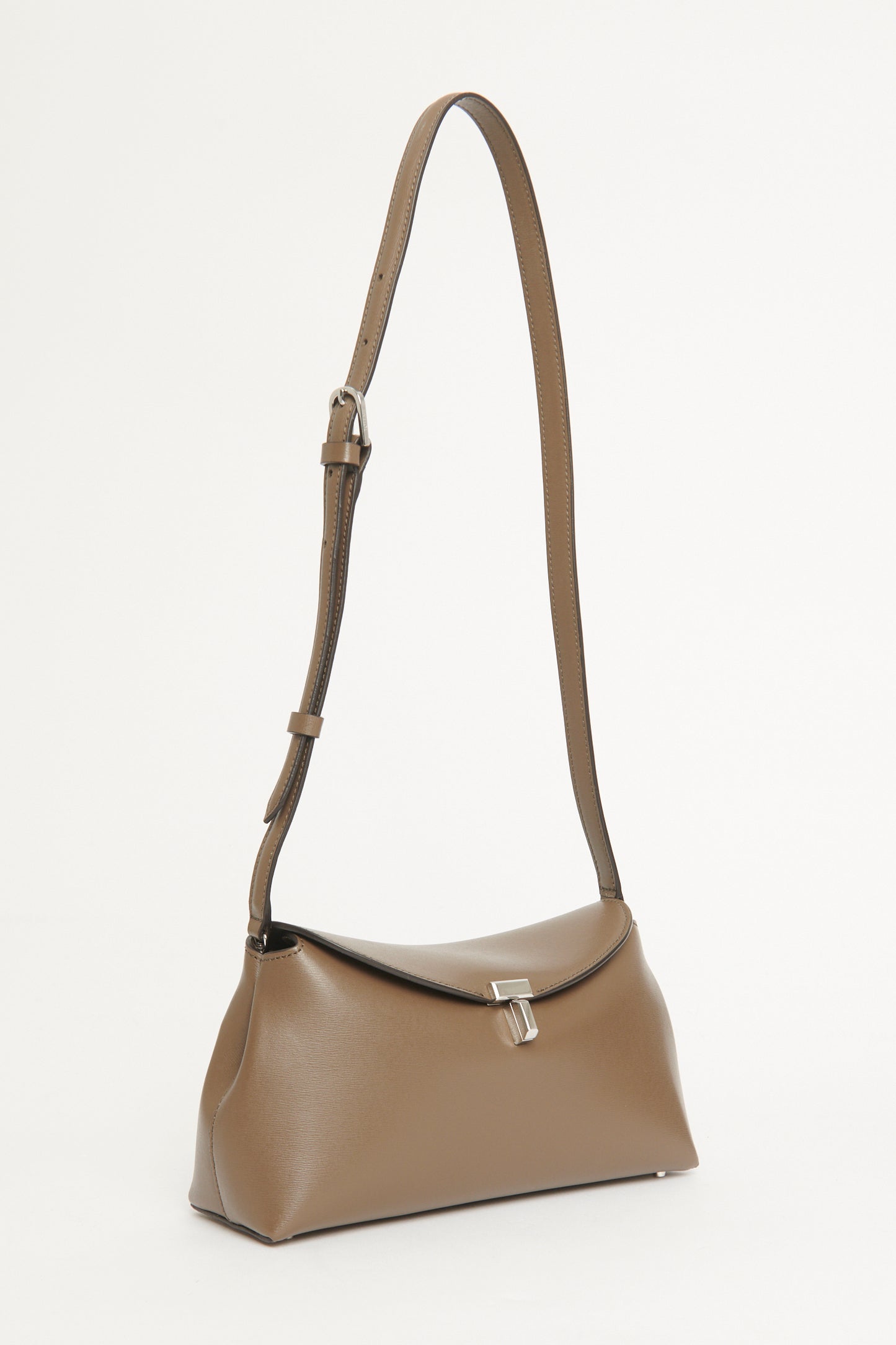 Taupe Leather Preowned T-Lock Crossbody Bag