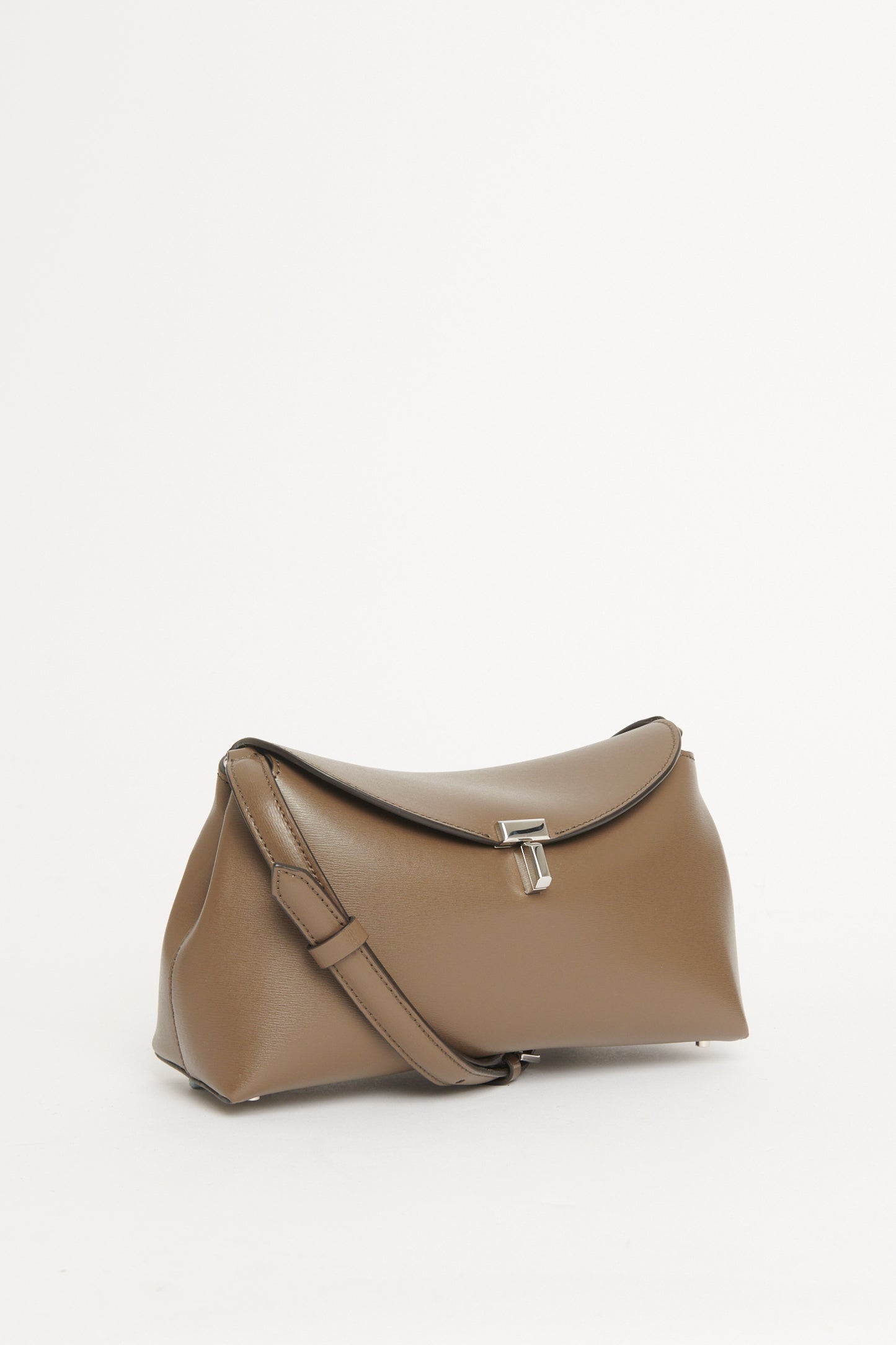 Taupe Leather Preowned T-Lock Crossbody Bag