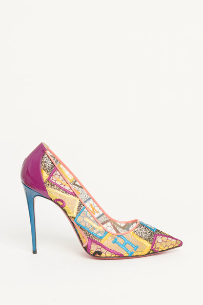 Multicoloured Mesh Embroidered Alphaloubi Lace Pumps