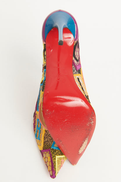 Multicoloured Mesh Embroidered Alphaloubi Lace Pumps