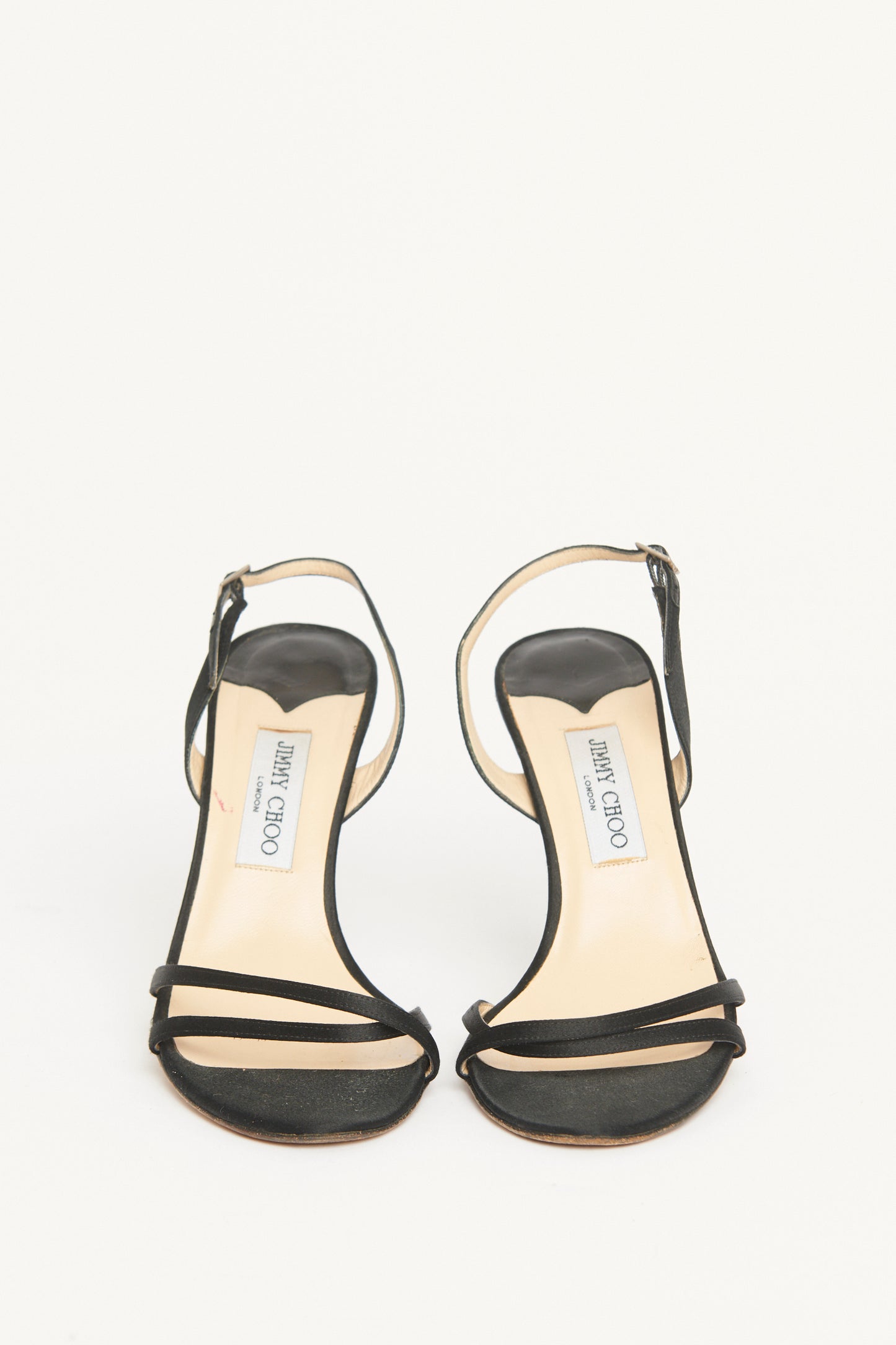 Black Satin Preowned Slingback Sandals