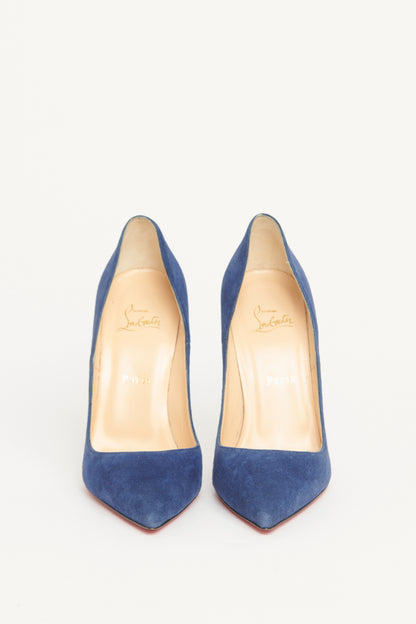 Blue Suede Preowned Pointed Toe So Kate Pumps