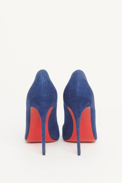 Blue Suede Preowned Pointed Toe So Kate Pumps