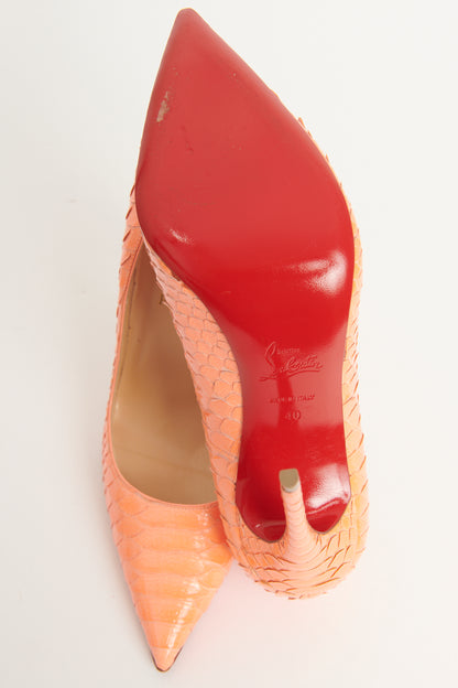 Glossy Orange Python Preowned So Kate Pumps