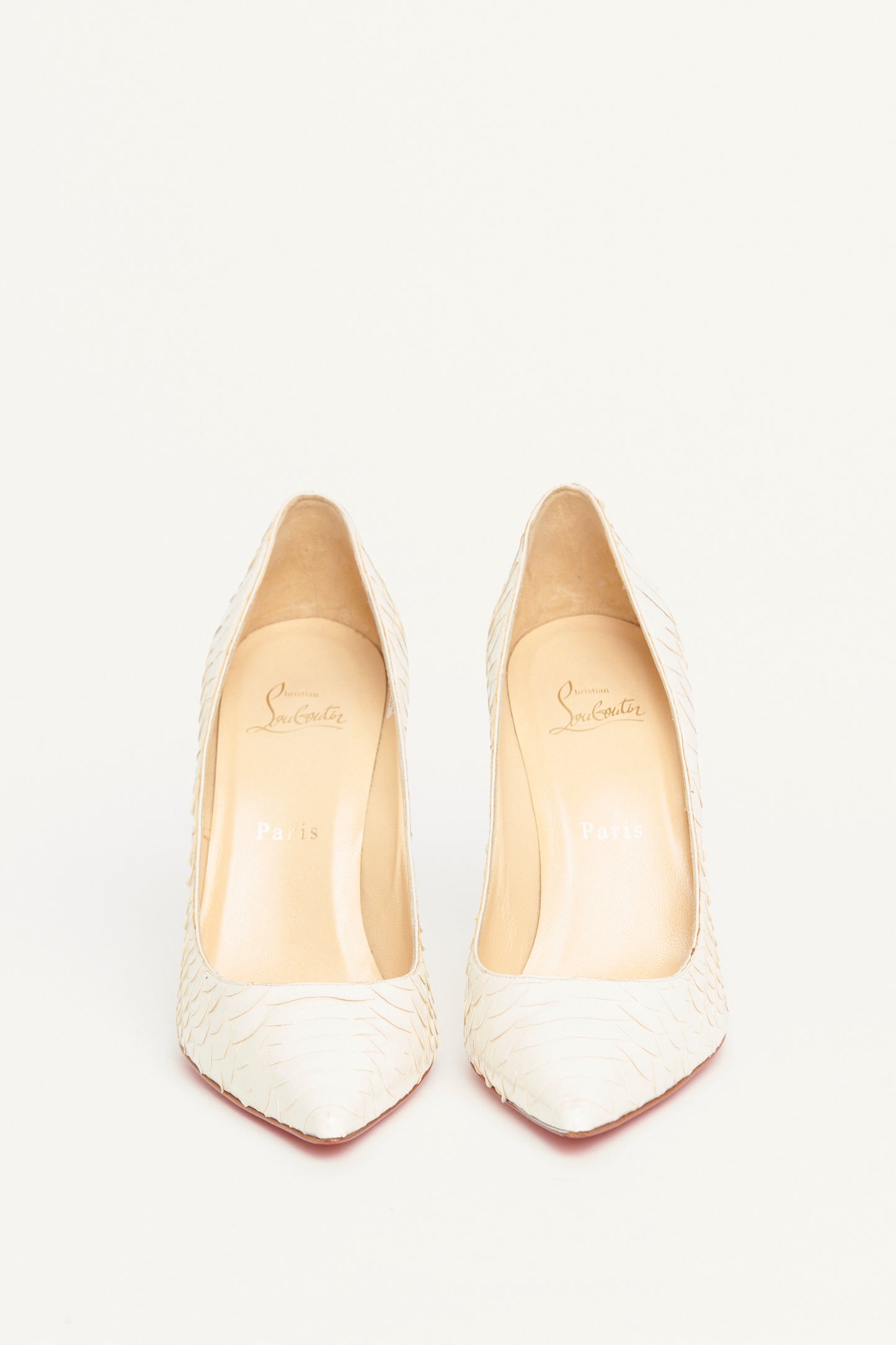 Cream Glossy Python Preowned So Kate Pumps