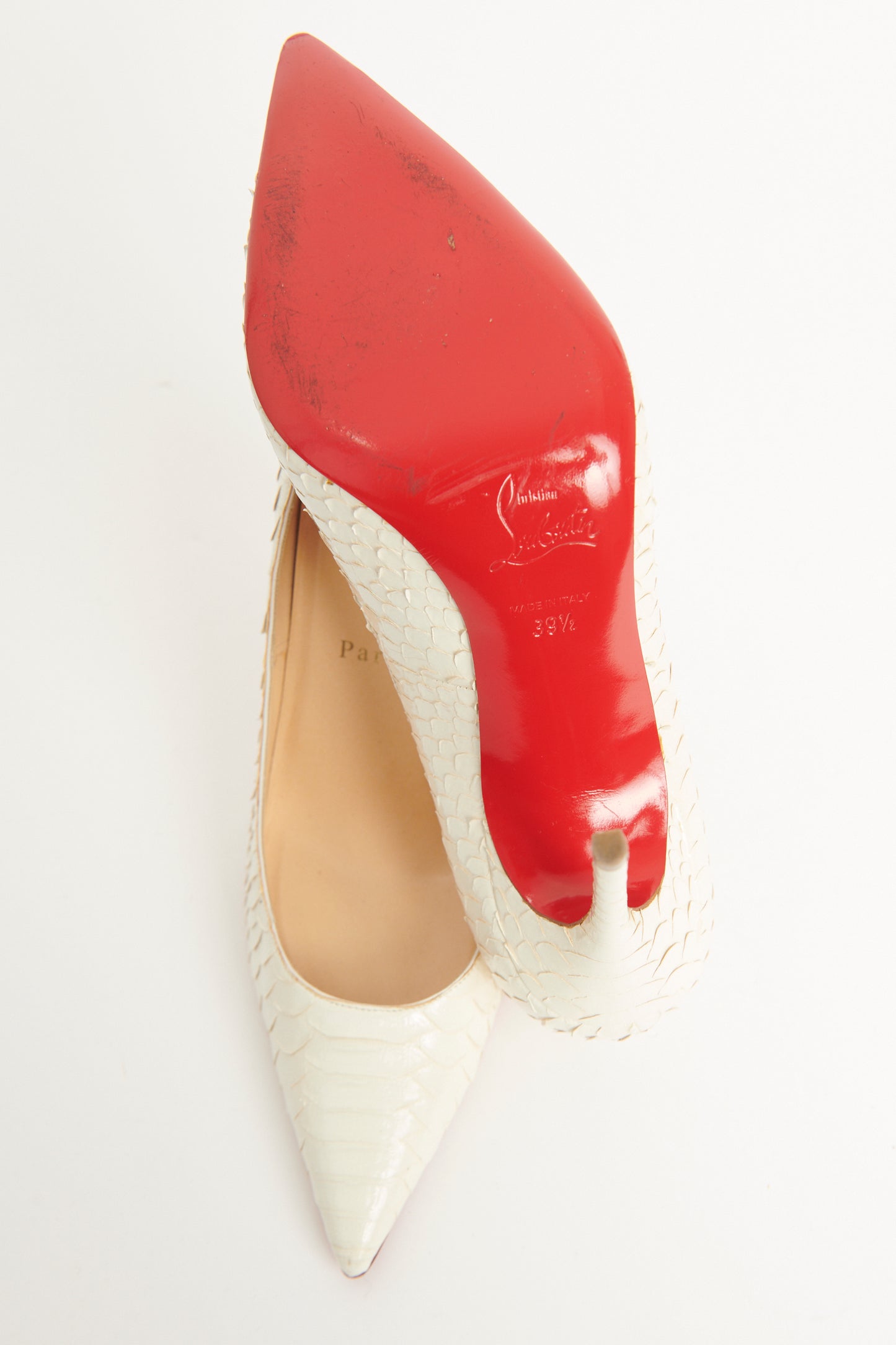 Cream Glossy Python Preowned So Kate Pumps