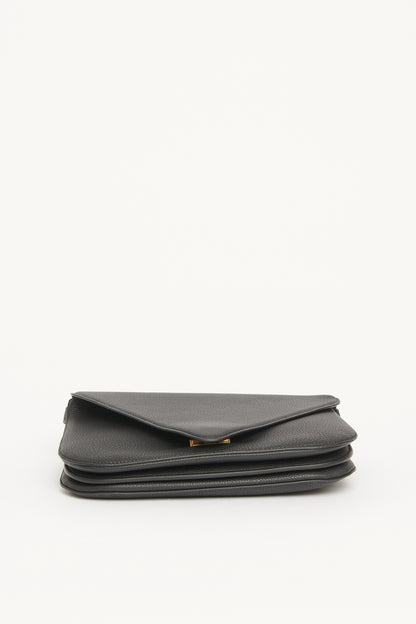 Black Grained Leather Preowned Mount Envelope Shoulder Bag