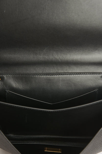 Black Grained Leather Preowned Mount Envelope Shoulder Bag