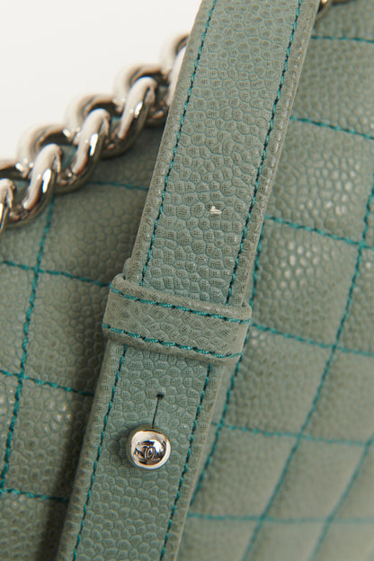 2012 Turquoise Caviar Leather Preowned Medium Boy Bag