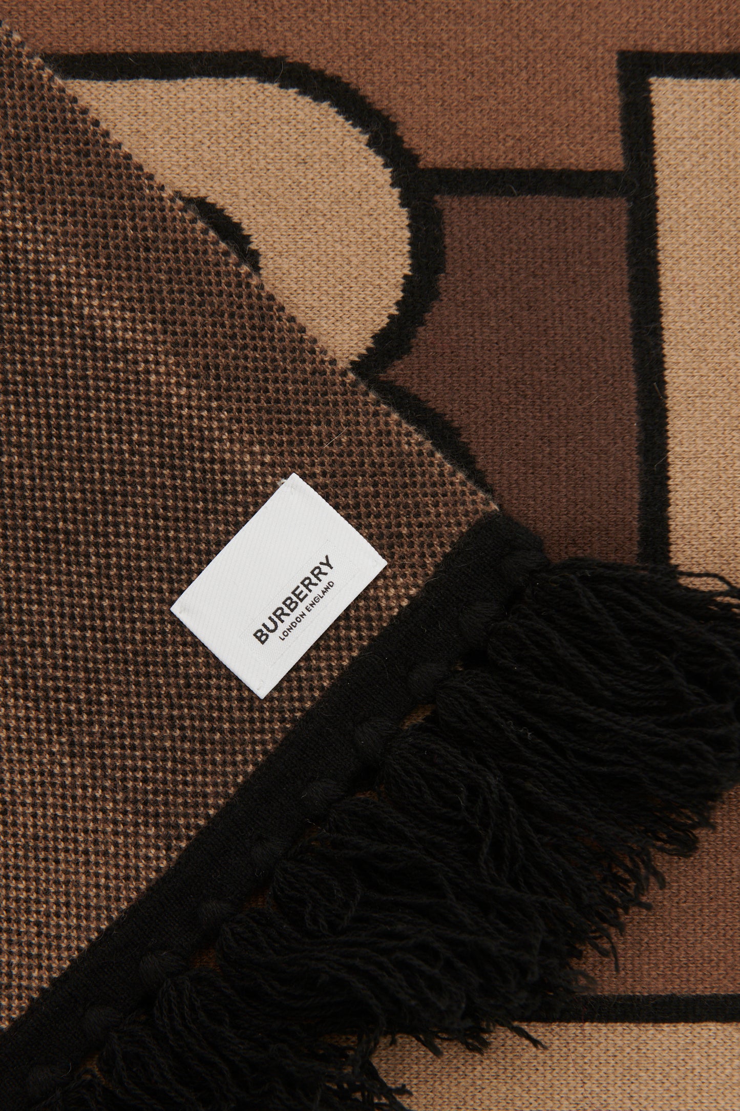 Brown Wool Blend Preowned Logo Scarf