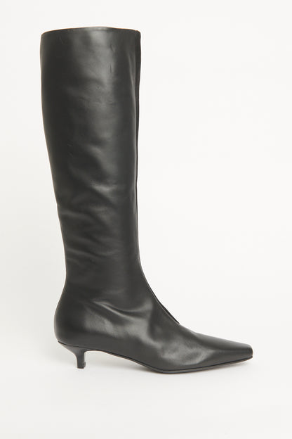 Black Leather & Suede Preowned The Slim Knee-High Boots