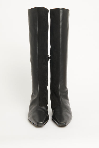 Black Leather & Suede Preowned The Slim Knee-High Boots