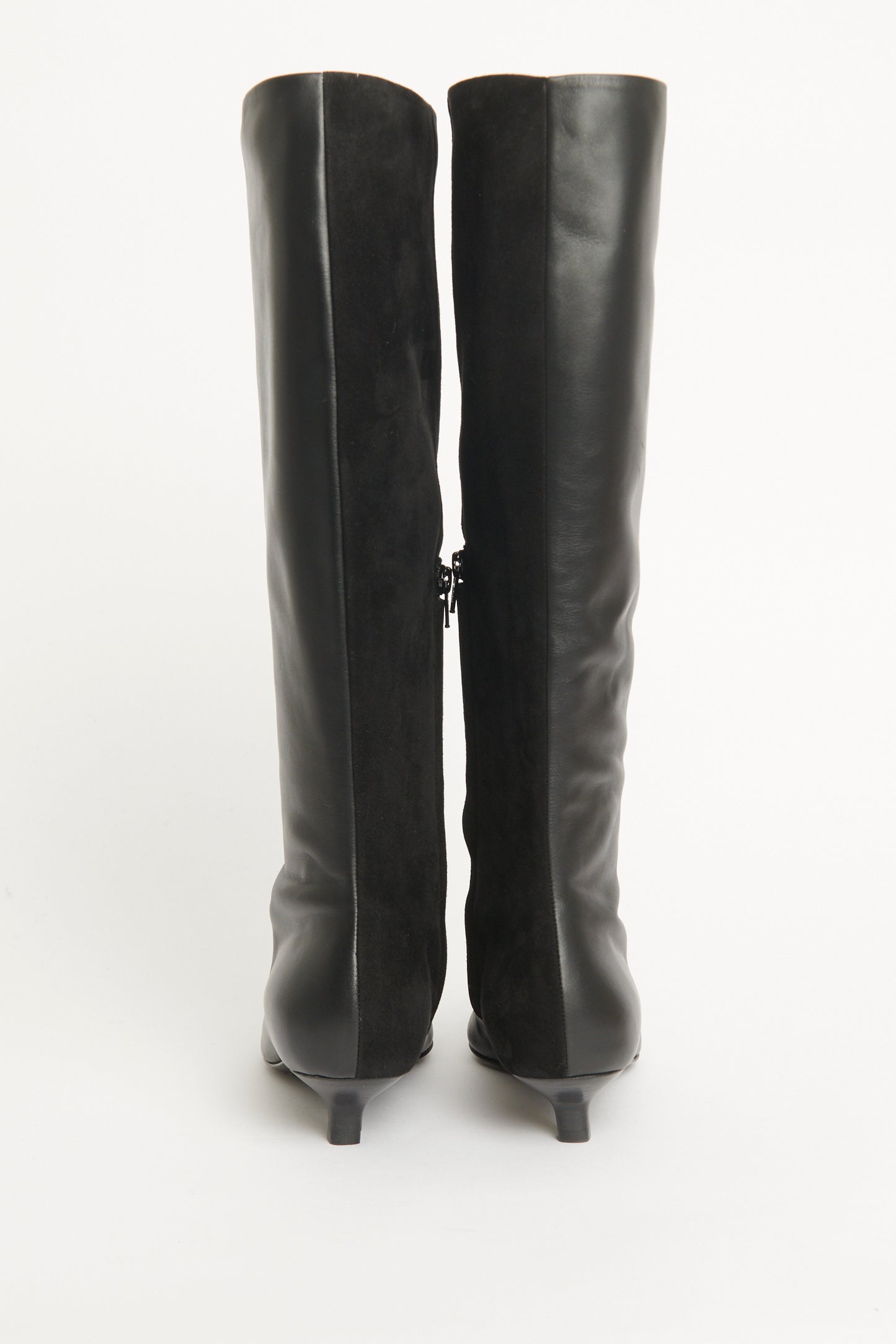 Black Leather & Suede Preowned The Slim Knee-High Boots