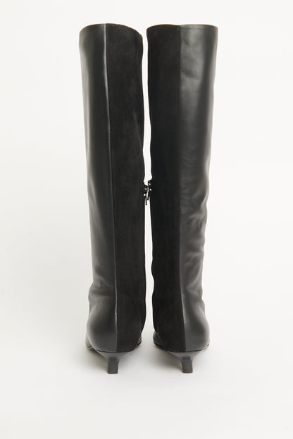 Black Leather & Suede Preowned The Slim Knee-High Boots