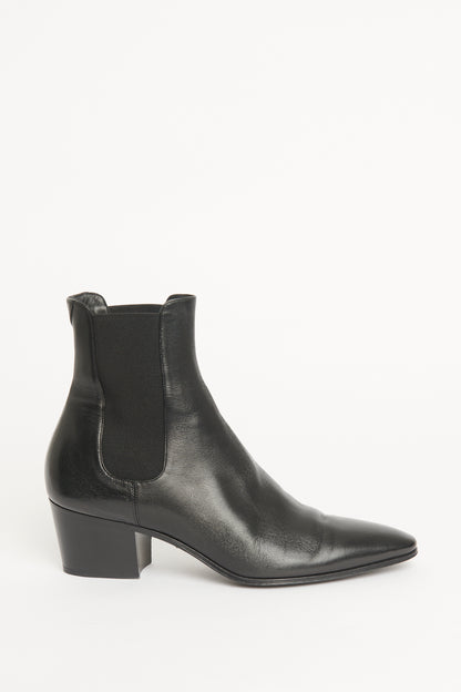 Black Leather Preowned Cuban-Heel Chelsea Boots