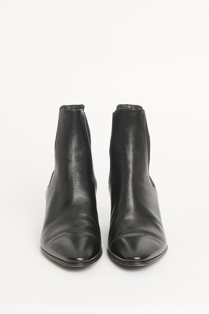 Black Leather Preowned Cuban-Heel Chelsea Boots