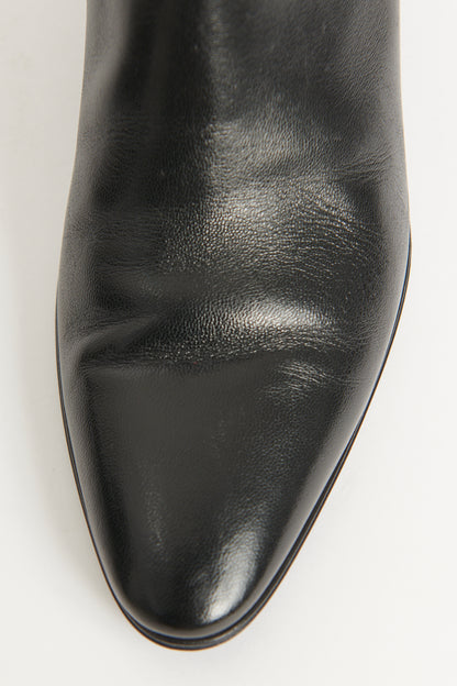 Black Leather Preowned Cuban-Heel Chelsea Boots