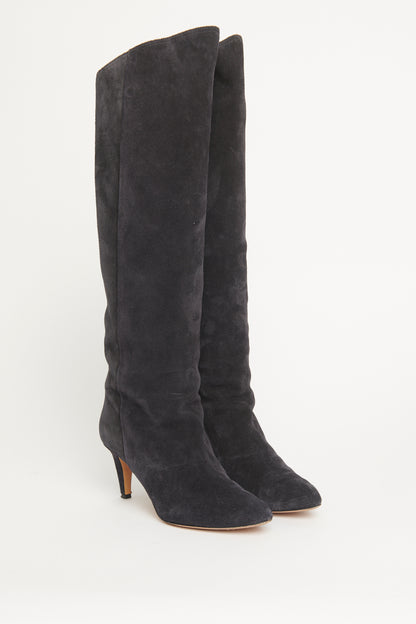 Faded Black Suede Preowned Lispa Boot