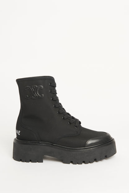 Black Bulky Laced Up Preowned Boot