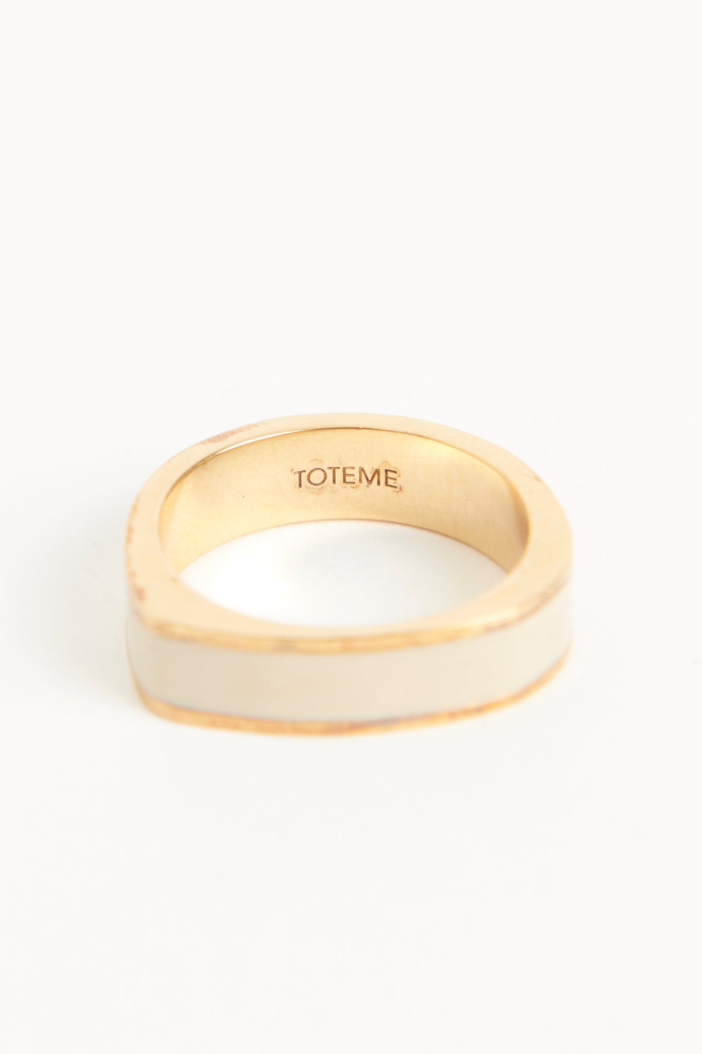 Gold Tone Metal Preowned Signature Ring