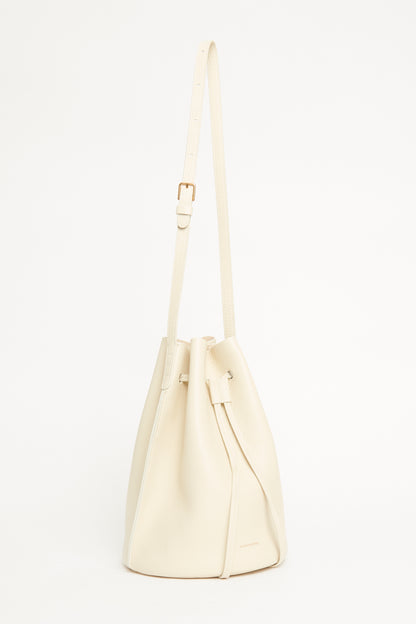 Champagne Leather Preowned Grained Bucket Bag