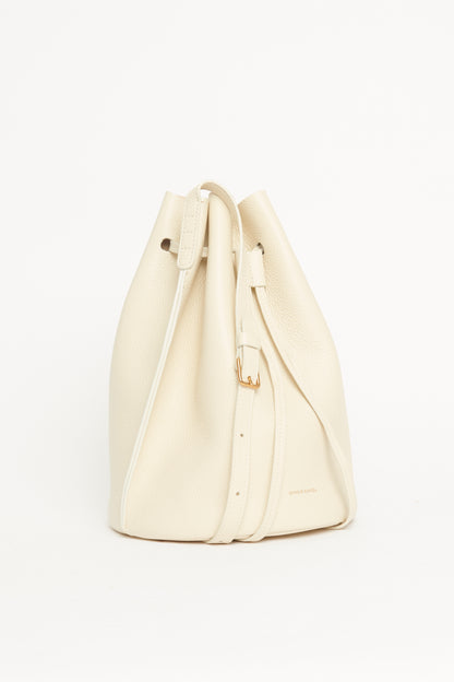 Champagne Leather Preowned Grained Bucket Bag