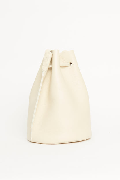 Champagne Leather Preowned Grained Bucket Bag