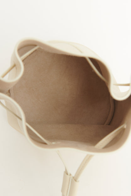 Champagne Leather Preowned Grained Bucket Bag