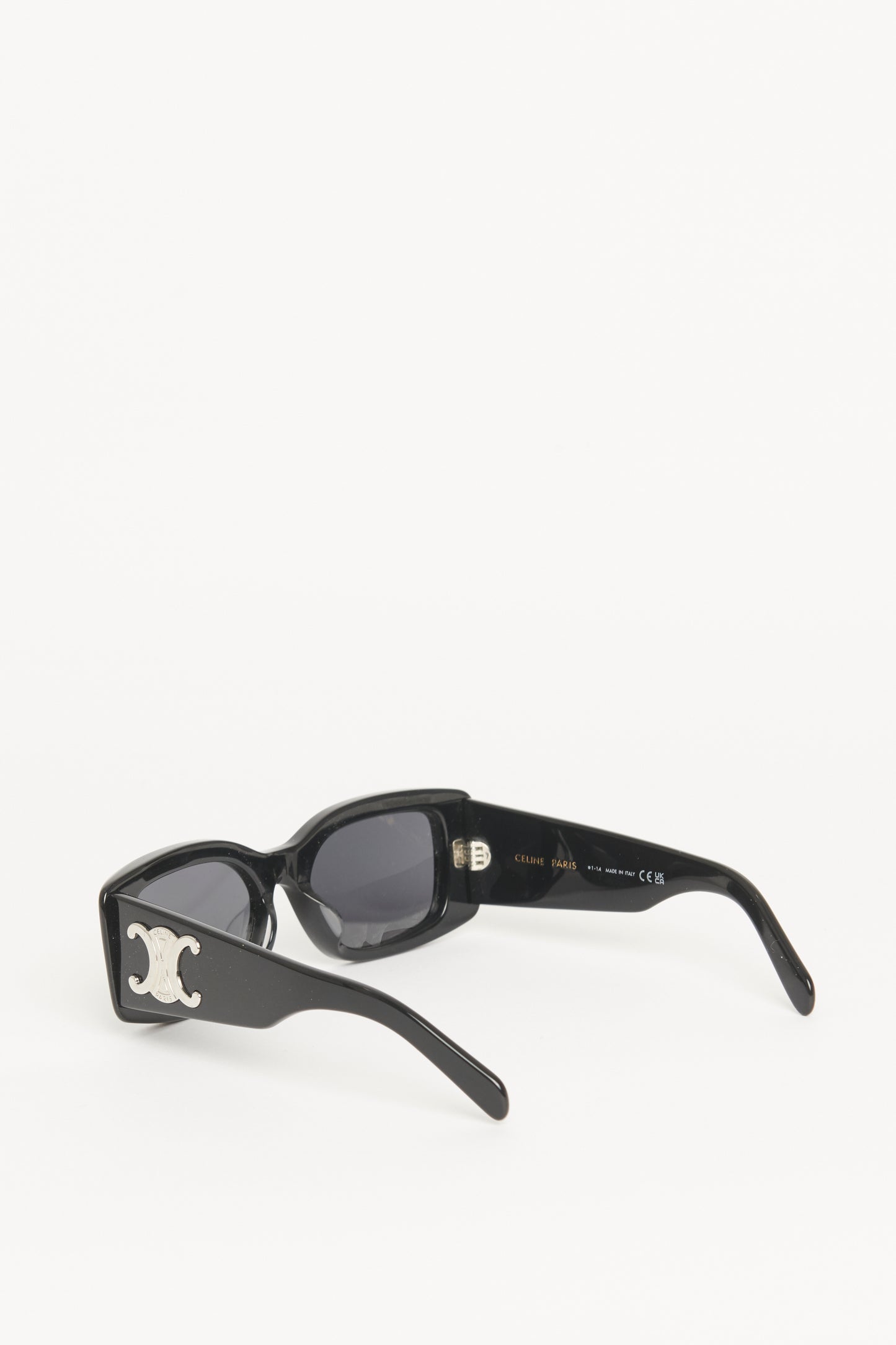 Black Acetate Preowned Rectangle Frame Sunglasses