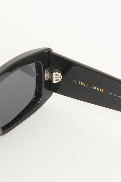 Black Acetate Preowned Rectangle Frame Sunglasses