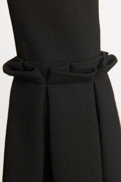 2013 Black Wool Ruffle Sleeve Flared Preowned Suit