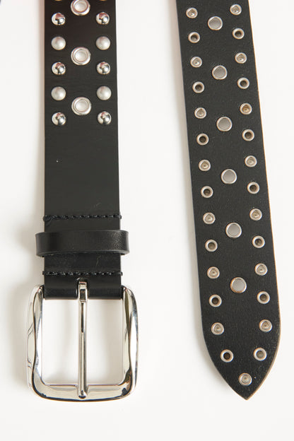 Black Leather Preowned Rica Studded Belt