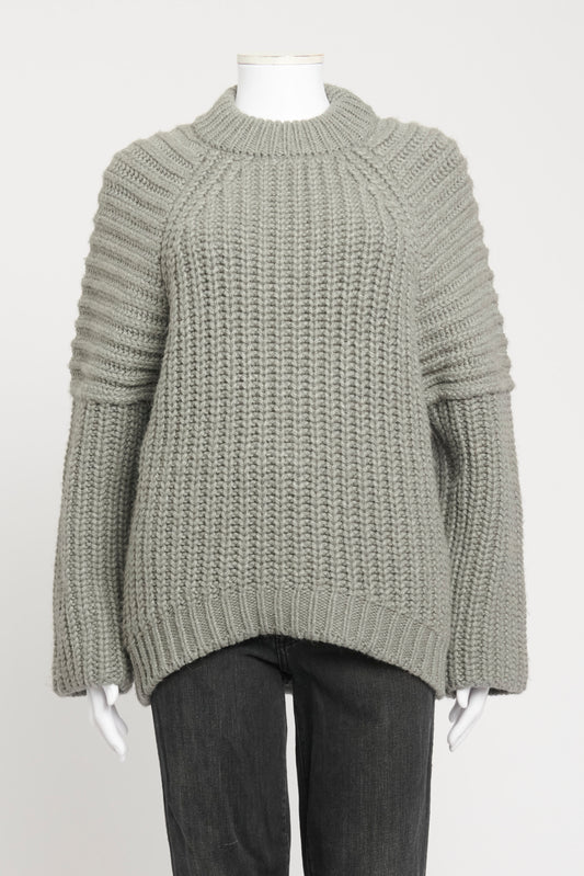 Grey Wool Round Neck Preowned Jumper